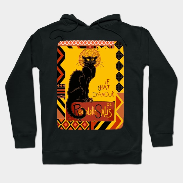 Le Chat Noir D'Amour With Ethnic Border Hoodie by taiche